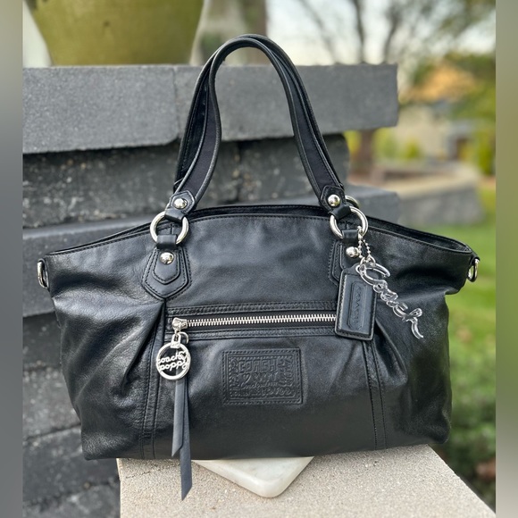 Coach Handbags - Like NEW Coach POPPY Legacy Metallic Black Leather Rocker Tote style 16285